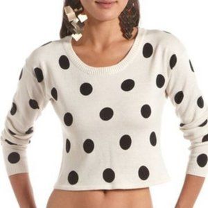 Charlotte Russe Polka Dot Cropped Sweater L
